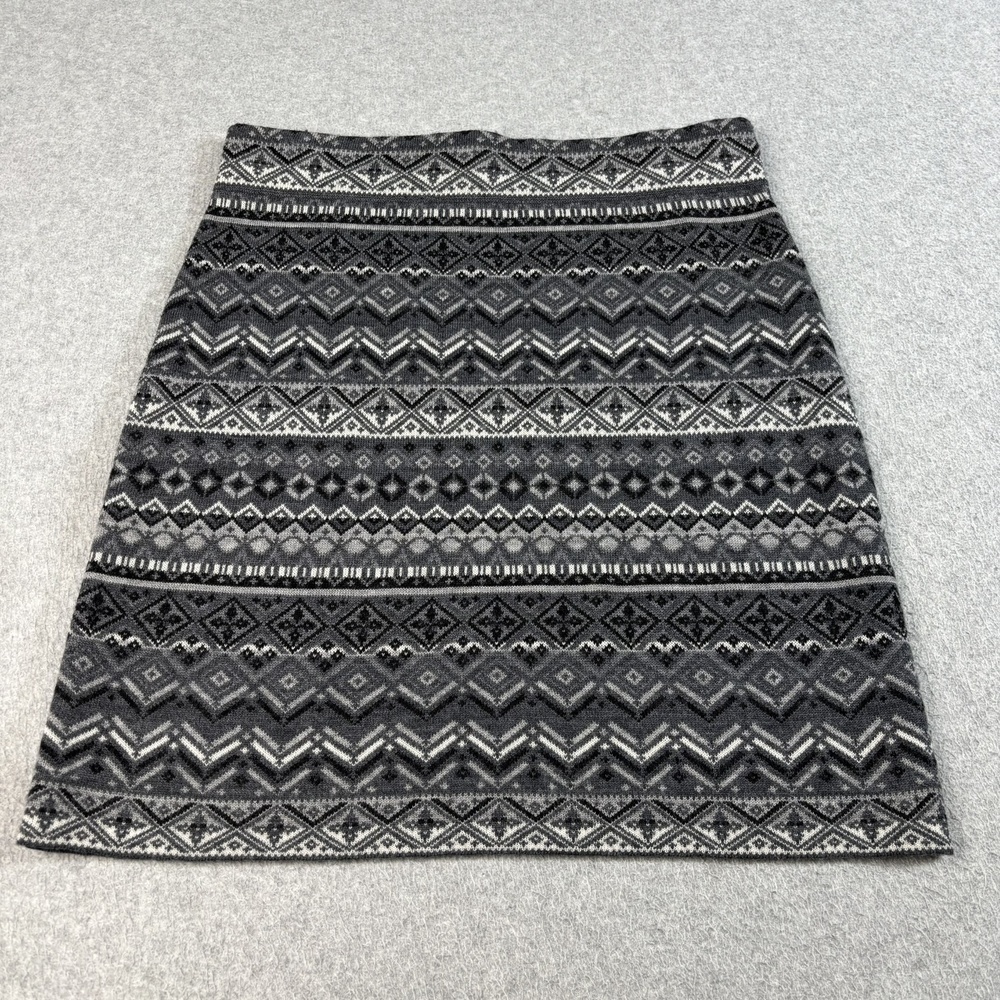 Krimson Klover Merino Wool Skirt Womens Small Gray Fair Isle Short A-Line Nordic